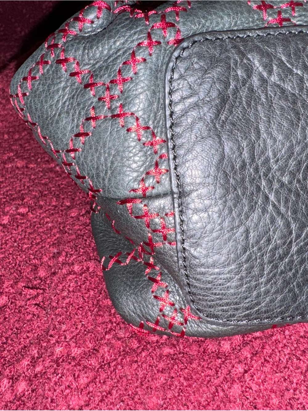 Rare Isabella Fiore Leather Shoulder Hobo Bag with Multicolor Floral Embroidery - Picture 6 of 12